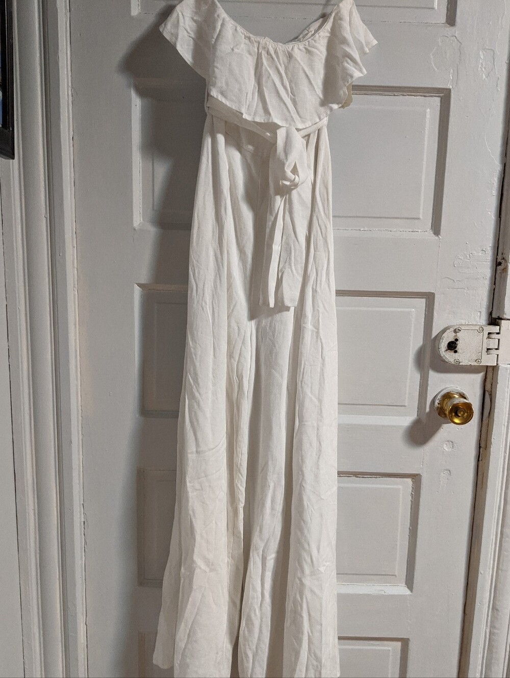 Altar'd State NWT White Off-Shoulder Tie-Waist Jumpsuit